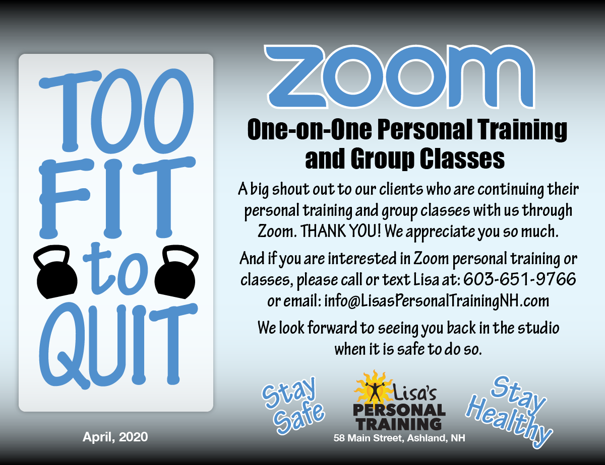 Classes held on Zoom, Lisas personal training, ashland, new hamsphire
